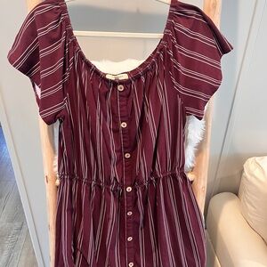 Wishful Park Burgundy Striped Midi Dress
